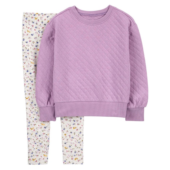 Carter's Other - Carters Girls Quilted Top & Floral Leggings Set- size 7